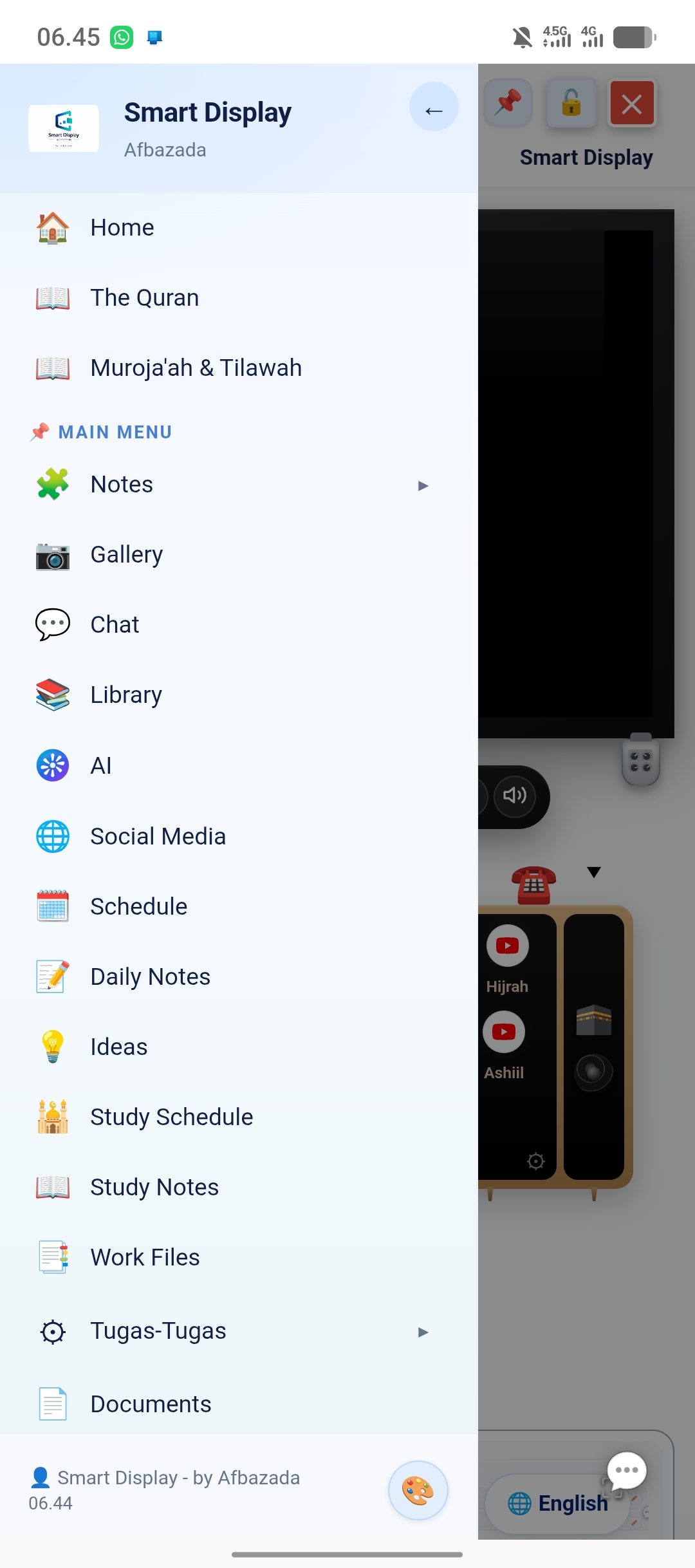 Menu list on a phone